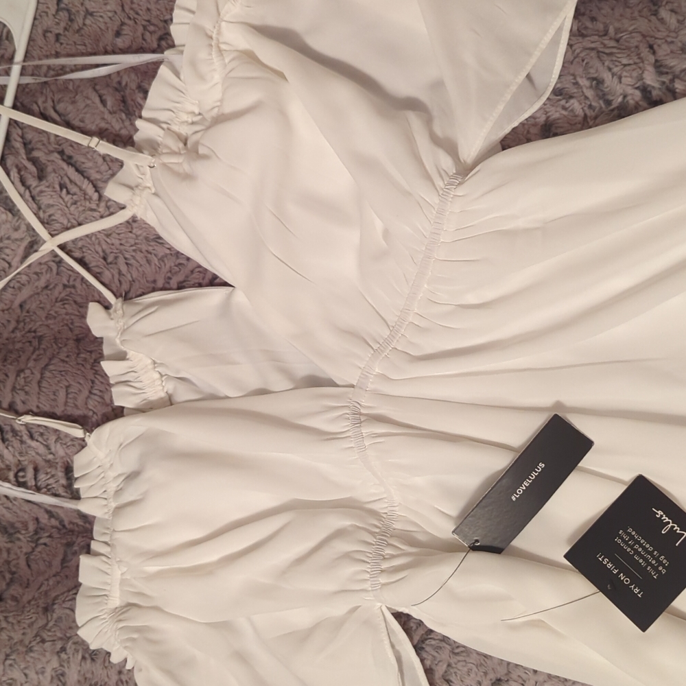 Spaghetti strap ruffle romper
